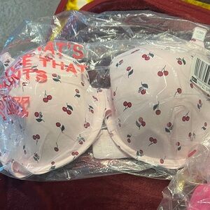 2 PINK Victoria's Secret Cherry Pattern Bra - Soft Pink